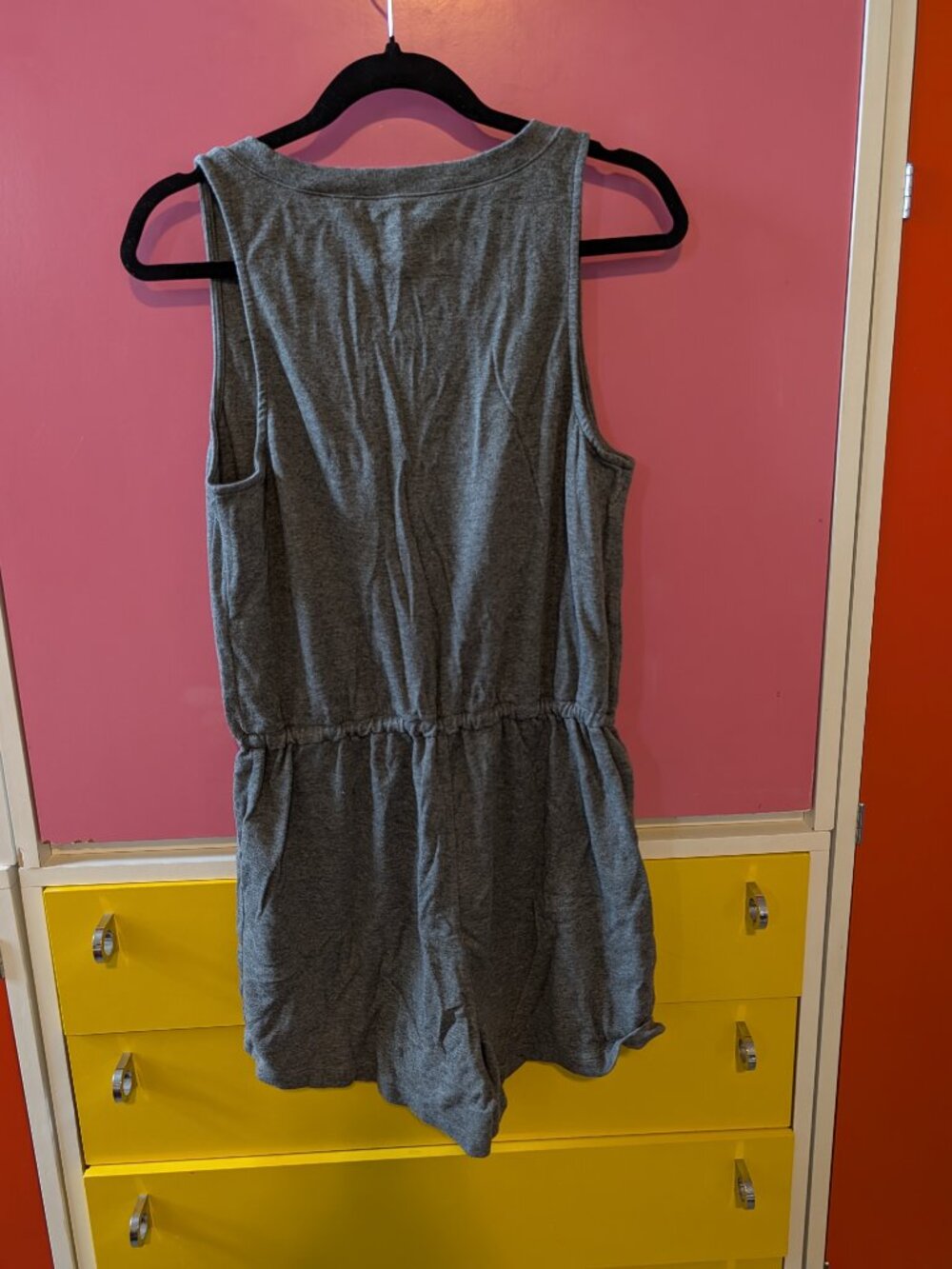 Madewell MWL Breeze drawstring romper in a charcoal gray - Picture 2 of 4